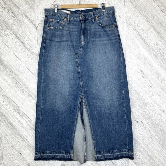 Gap Denim Jean Maxi Skirt Womens Size 16 Tall 100% Cotton Blue - Picture 1 of 5